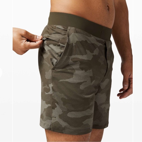Men's Green Camo Performance Shorts - Picture 2 of 11